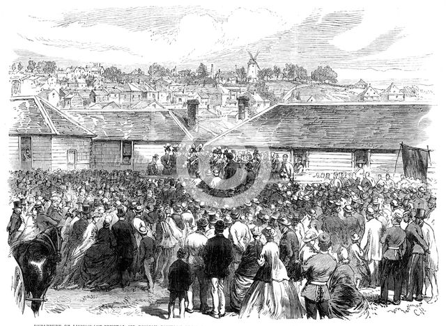 Departure of Lieutenant-General Sir Duncan Cameron from...New Zealand...farewell address, 1865. Creator: C. R..