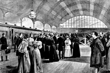 Departure of Queen Wilhelmina and the Queen Regent of the Netherlands:...Victoria Station..., 1895. Creator: George Meisenbach