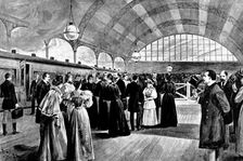 Departure of Queen Wilhelmina and the Queen Regent of the Netherlands:...Victoria Station..., 1895. Creator: George Meisenbach