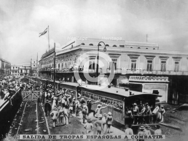 Departure of Spanish troops, (1870s), 1920s. Artist: Unknown