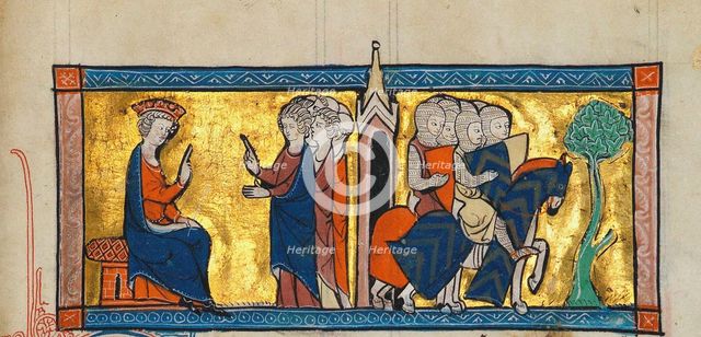 Departure of the Templars. From Chronique d'outremer, c. 1280. Creator: Anonymous.