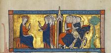 Departure of the Templars. From Chronique d'outremer, c. 1280. Creator: Anonymous
