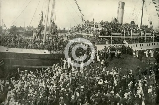 'Departure of the Victorian (B.C.) Contingent', c1914, (1919).  Creator: Unknown.