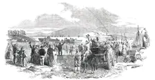 Departure of the "Viceroy" Steamer from the Dock Quay, Galway, 1850. Creator: Unknown