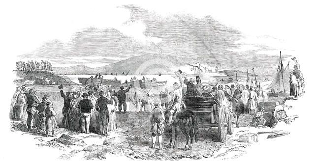 Departure of the "Viceroy" Steamer from the Dock Quay, Galway, 1850. Creator: Unknown.