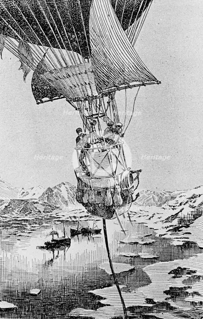 Departure of the Andree balloon expedition to the North Pole, Spitzbergen, 1897. Artist: Unknown