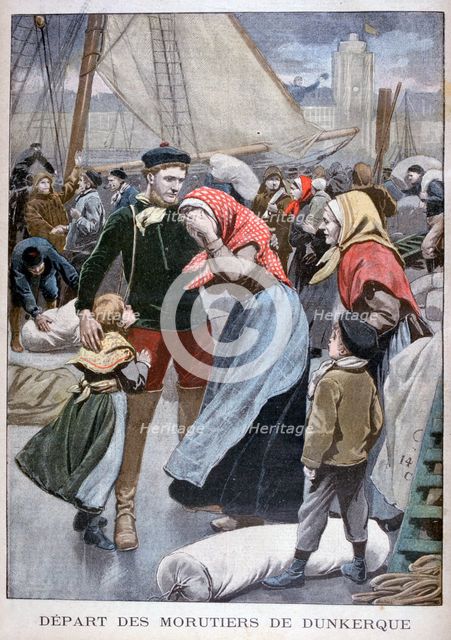Departure of the cod-fishing boats from Dunkirk, 1900. Artist: Oswaldo Tofani