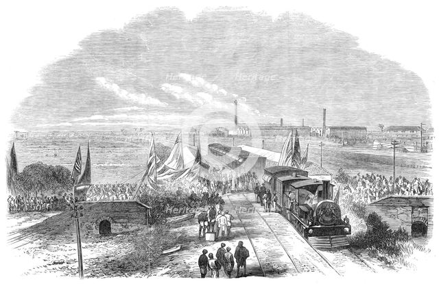 Departure of the Duke of Edinburgh from the Parell Station...Great Indian Peninsular Railway, 1870. Creator: Unknown.