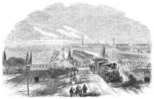 Departure of the Duke of Edinburgh from the Parell Station...Great Indian Peninsular Railway, 1870. Creator: Unknown