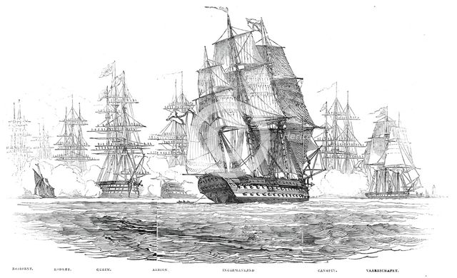 Departure of the Grand Duke Constantine of Russia, from Plymouth - drawn by Mr. N. M. Condy, 1845. Creator: Unknown.