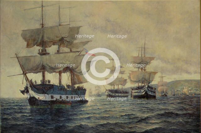 Departure of the Liberating Expedition of Peru on August 20, 1820, commanded by General Captain J…
