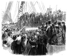 Departure of the Noncomformists from London...for the new colony..., 1862. Creator: Unknown