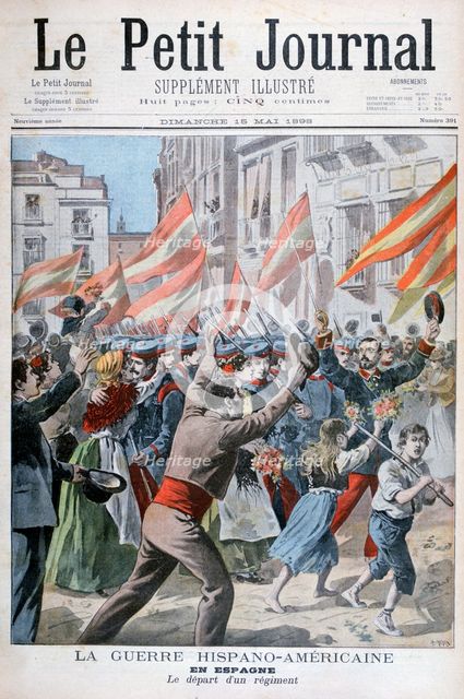 Departure of the regiment in Spain, Spanish-American War, 1898. Artist: Henri Meyer