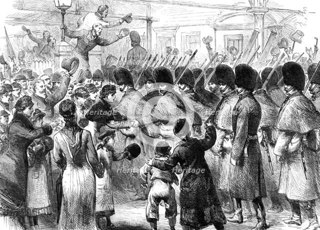 Departure of the Scots Guards from London for Ireland, 1881. Creator: Unknown.