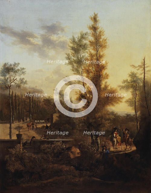 Departure for the hunt, 1666. Creator: Frederik de Moucheron.