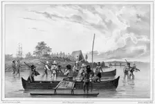 Departure for an excursion to the island of Ualan (the Carolinas), 19th century. Creators: Friedrich Heinrich Kittlitz, Godefroy Engelmann, Emile-Charles Wattier