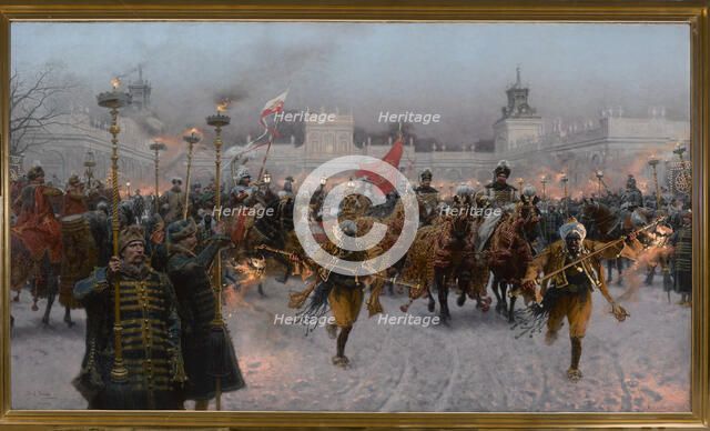 Departure from Wilanów of John III Sobieski and Marysienka, 1897. Creator: Brandt, Jozef (1841-1915).