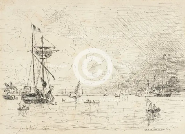 Departure from the Port of Honfleur, 1864. Creator: Johan Barthold Jongkind.