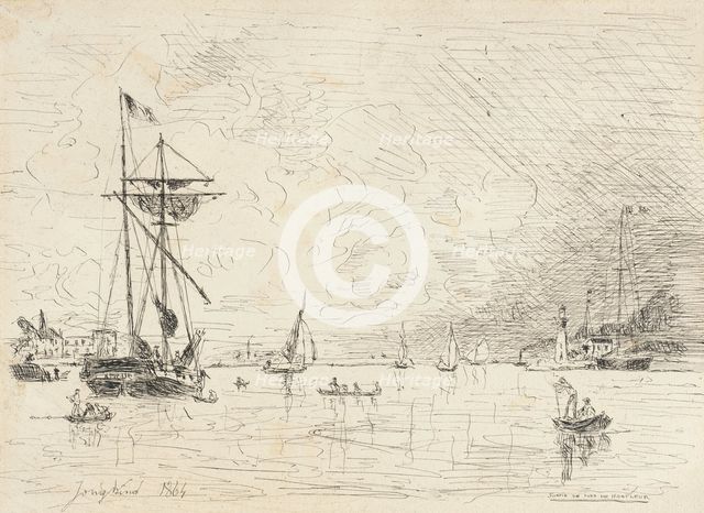 Departure from the Port of Honfleur, 1864. Creator: Johan Barthold Jongkind.