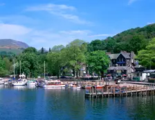 Departure point for lake steamer cruises, Waterhead, Lake Windermere, Lake District, Cumbria. Creator: Peter Thompson