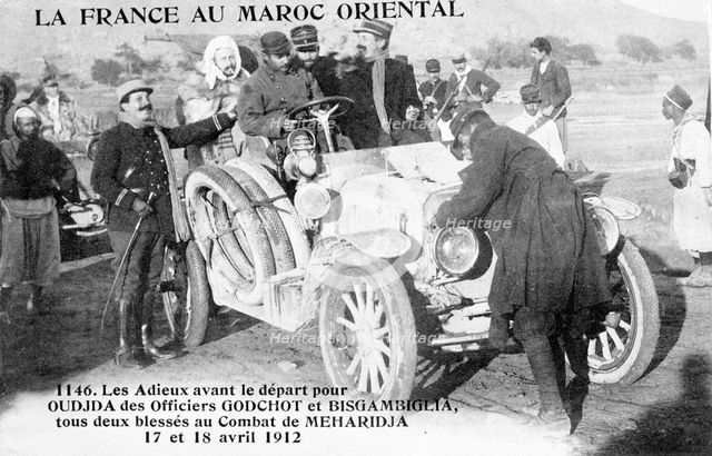 Departure to Oudjda officers wounded ..., (20th century). Artist: Unknown