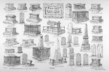 Depiction of monuments of notable persons in Bunhill Fields, Finsbury, London, c1860. Artist: Anon