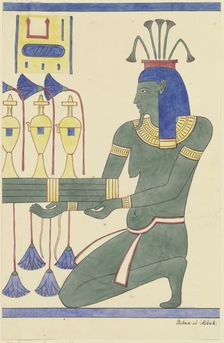 Depiction of a celebrating Egyptian in the Valley of the Kings, 1829. Creator: Friedrich Maximilian Hessemer