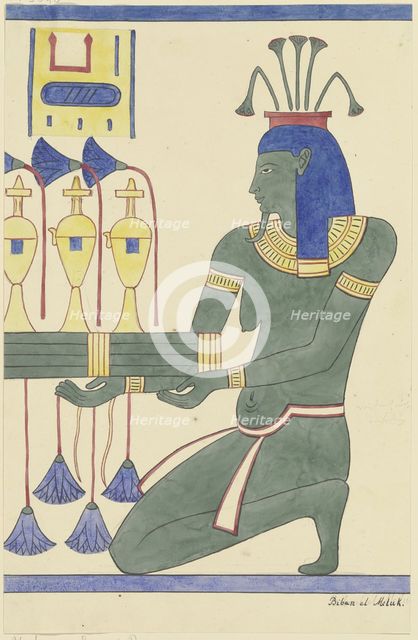 Depiction of a celebrating Egyptian in the Valley of the Kings, 1829. Creator: Friedrich Maximilian Hessemer.