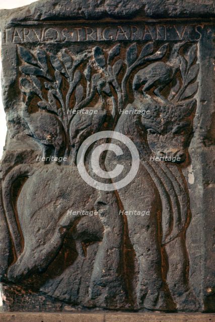 Depiction of a Celtic deity, a bull with three cranes, 1st century. Artist: Unknown