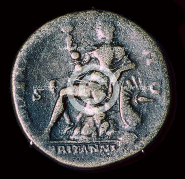 Depiction of Britannia on a Roman coin. Artist: Unknown