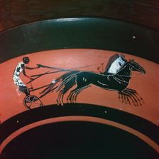 Depiction of chariot-racing on an Attic kylix, 6th century BC
