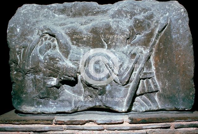 Depiction of Pollux with a horse, 1st century. Artist: Unknown