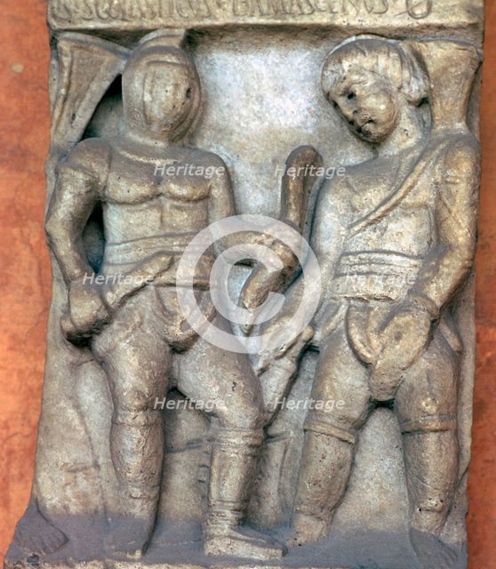 Depiction of Roman gladiators. Artist: Unknown