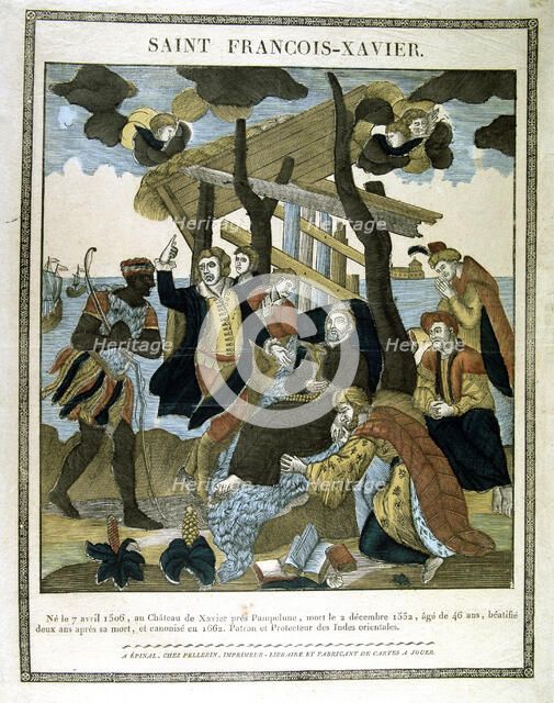 Depiction of St Francis Xavier (1506-1552), missionary who founded Jesuit order, 19th century. Artist: Unknown