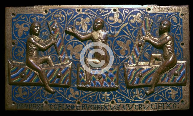 Depiction of saints rising from their tombs at the time of the Crucifixion, 13th century. Artist: Unknown