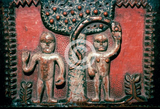 Depiction of the temptation of Adam and Eve. Artist: Unknown
