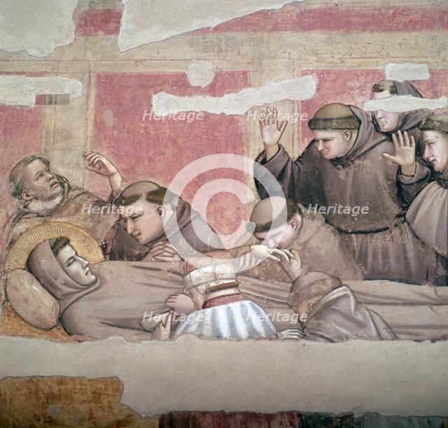 Depiction of the death of St Francis of Assisi, 14th century. Artist: Giotto 