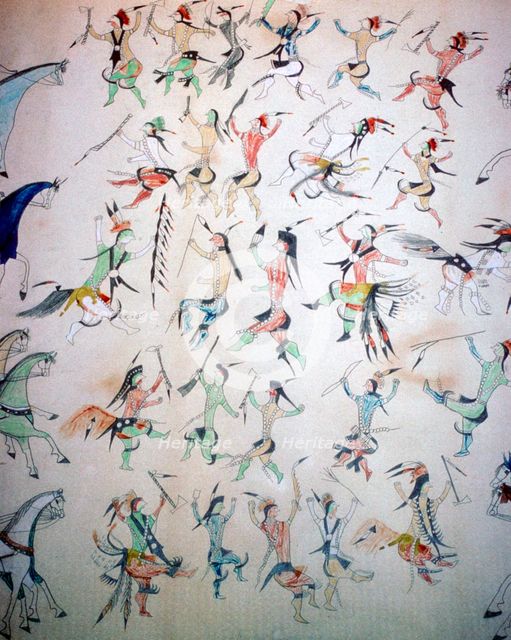 Depiction of the Grass Dance, drawn by Turning Bear, a Brule Sioux Chief of the Dakota Indians.