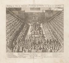 Depiction of the Parliament of London?s session of the sentence of the Earl of Stafford, ca 1642. Creator: Hollar, Wenceslaus (1607-1677)