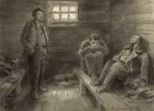 Deportation of Political Exiles to Siberia in a Prison Wagon. Composed from Memory, 1904. Creator: Boris Vasilievich Smirnov