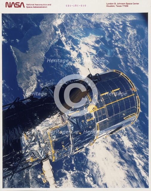 Deployment of the Hubble Space Telescope, 1990. Artist: Unknown
