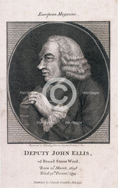 Deputy John Ellis of Broad Street Ward holding a book, 1792. Artist: Burnet Reading