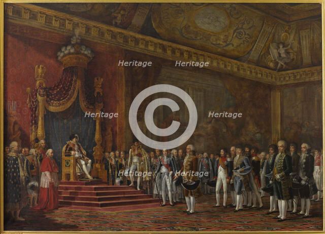 Deputation from the Roman Senate presenting its homage to Napoleon I on 16 November 1809, 1810. Creator: Goubaud, Innocent Louis (1780-1847).