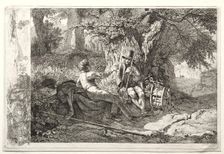 Der mit seinem Fuhrer rastende Kunstler. Creator: Johann Christoph Erhard (German, 1795-1822)