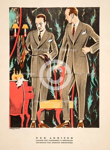 Der Arbiter, outfits by Fasskessel & Muntmann,  from Styl, pub. 1922 (pochoir Print)