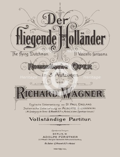 Der fliegende Holländer (The Flying Dutchman), Berlin, Adolph Fürstner, ca 1887.