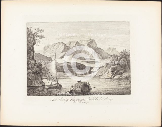 Der König-See gegen den Untersberg bei Salzburg (Königsee toward the Untersberg...), 1830. Creator: Ludwig Richter.