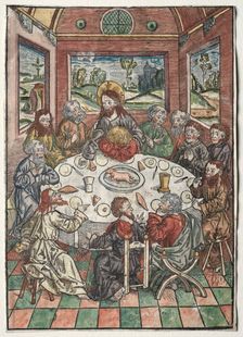 Der Schatzbehalter: The Last Supper, 1491. Creator: Michael Wolgemut (German, 1434-1519)