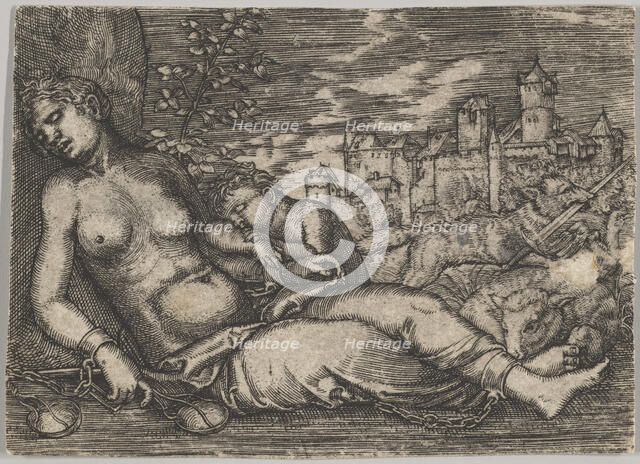 Der Welt Lauf (Sleeping Justice) (copy), early 16th century. Creator: Barthel Beham.