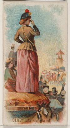 Derby Day, England, from the Holidays series (N80) for Duke brand cigarettes, 1890., 1890. Creator: George S. Harris & Sons